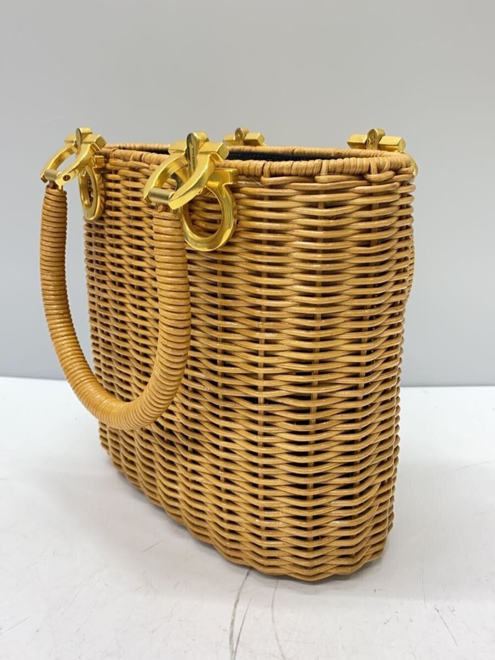 Salvatore Ferragamo Camel Basket Bag Brown Tan Brown